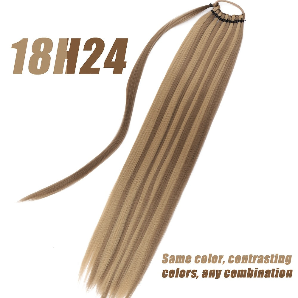 Women'S Long Straight Orange Ponytail Extension, High-Temperature Fiber Synthetic Hair, Basic Style, Daily Wear, Hairpiece for Volume Increase