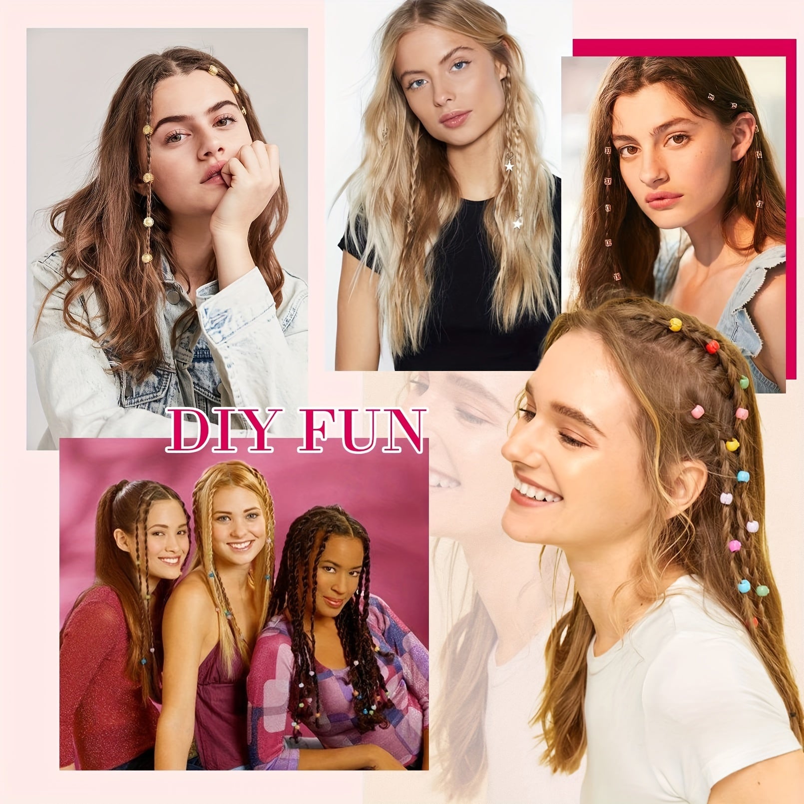 Braid Hair Extensions, 3pcs Clip in Hair Extensions Baby Braids, 3 Braids on One Clip 6 Braids Total, 22" Long Natural Soft Synthetic Hairpieces for Women