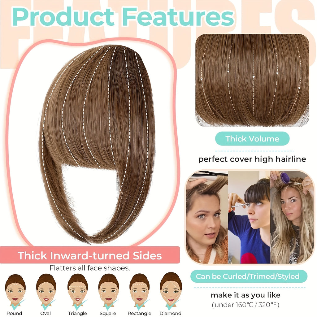 Clip-in Bangs 100% Human Hair Fringe Clip on Natural Hair Extensions Daily Party Fringe French Clip In Thick Natura Full Bangs