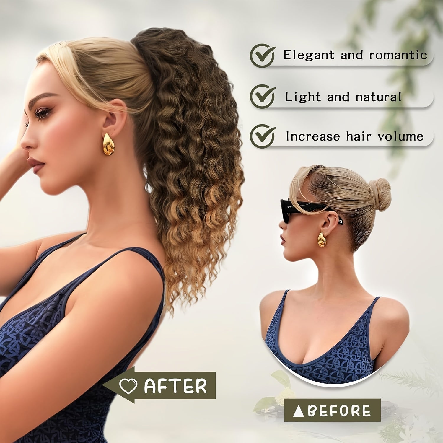 Curly Ponytail Extension Drawstring Ponytail for Women Black Mixed Ginger Curly Clip in Hair Extensions 20/26 Inch Ponytail Extension Synthetic Hairpiece for Daily Party