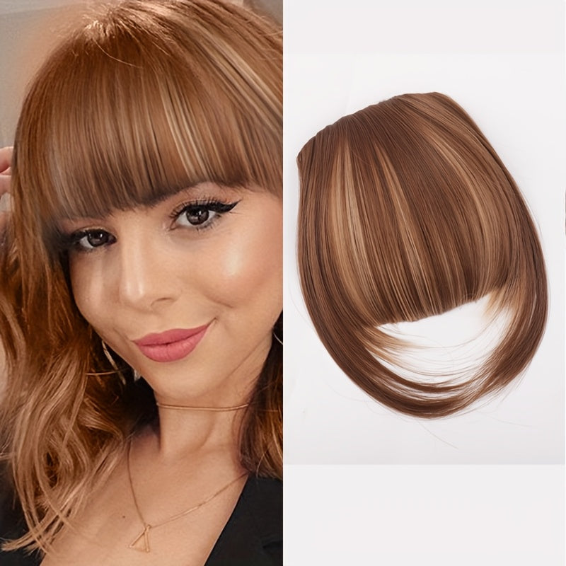1pc Elegant Straight Synthetic Hair Extensions, Air Anime Bangs for Women, High Temperature Fiber, Invisible Clip, Natural Look, Durable Fake Hair Fringe
