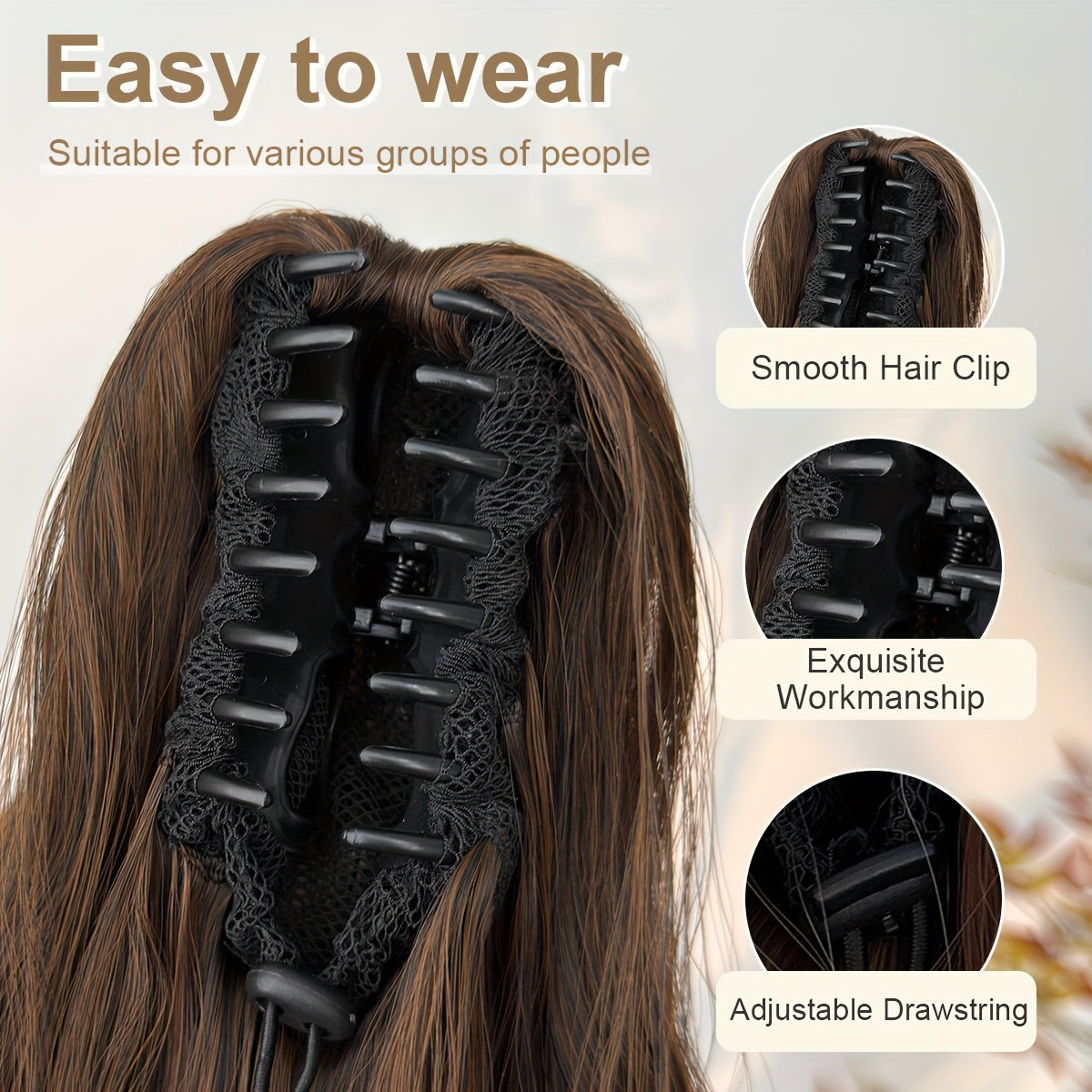 71.12 cm Lightweight Curly Wave Clip-In Hair Extension - Multi-Layered Synthetic Hair for Voluminous Ponytails, Chocolate Brown, Unisex & All Ethnicities, Ponytail Hair Extensions, Versatile Hairpiece, Multilayered Texture, Easy Application Hairpiece
