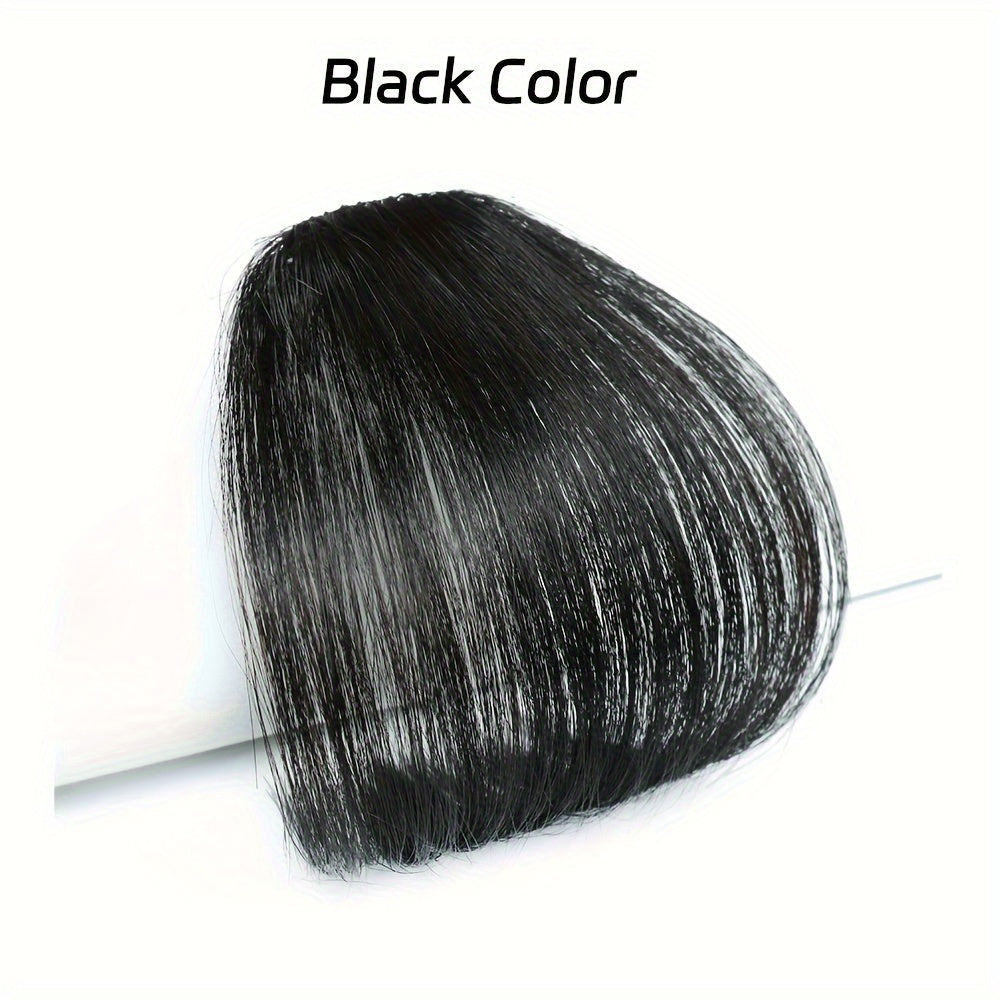1pc Unisex Straight Human Hair Air Bangs Clip-In Hair Extensions, Heat Resistant, All-Handmade Textile Process, Basic Style for Women