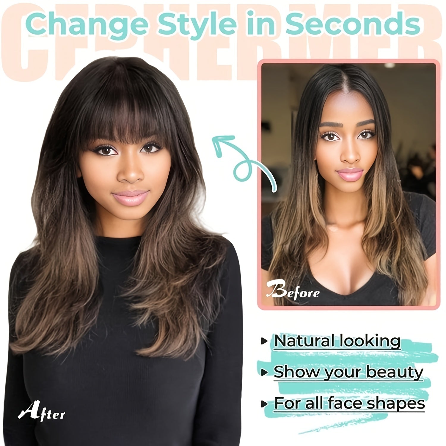 Elegant French-Style Clip-In Bangs with Sideburns, 100% Human Hair, Lightweight & Seamless for Women - Perfect for Daily Wear & Easy Styling, Bangs Clip, Human Hair