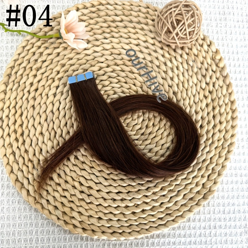 04# Mini Tape In Hair Extensions Human Hair Skin Weft Machine-Remy Natural Tape In Extensions 10pcs For Side Tape On Hair Invisiable Straight Human Hair Extensions