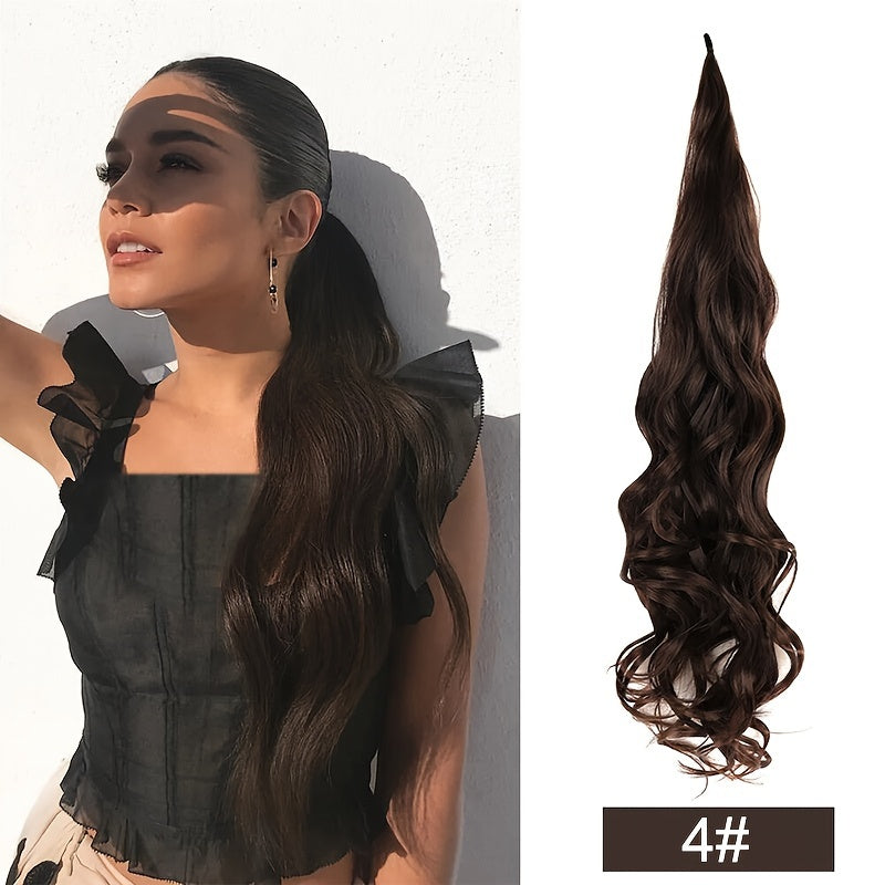 Ponytail Extension 81.28 cm Flexible Wrap Around Ponytail Hair Extensions Long Curly Pony Tails Hair Extensions Wavy Hair Ponytails Hairpieces for Women