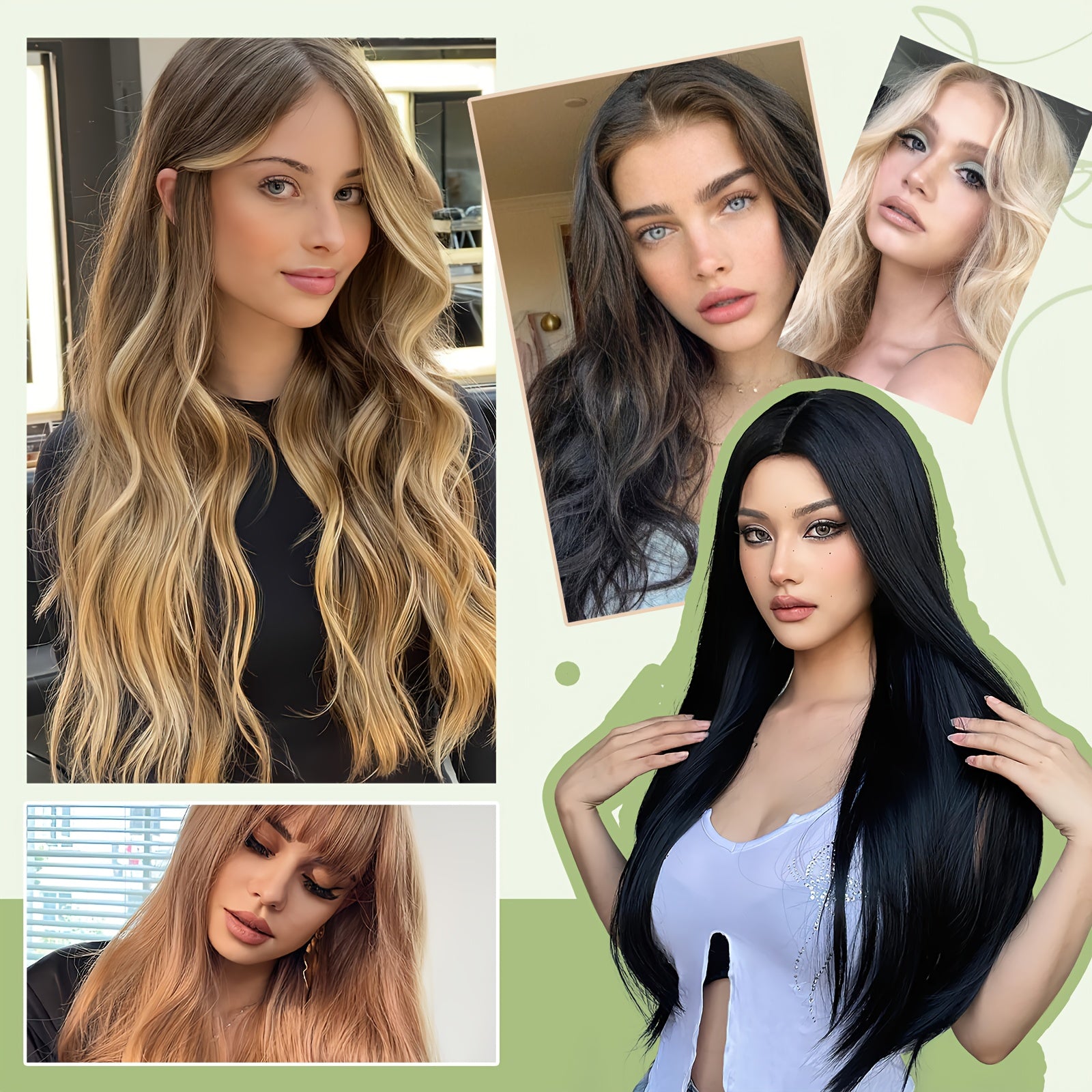 Balayage 55.88 cm Clip In Hair Extensions 4pcs Long Wavy Thick Highlighted Clip In Hairpieces Curly Synthetic Full Head Hair Extension for Women Daily Use Brown Bleach Blonde Black Christmas And Halloween Gift
