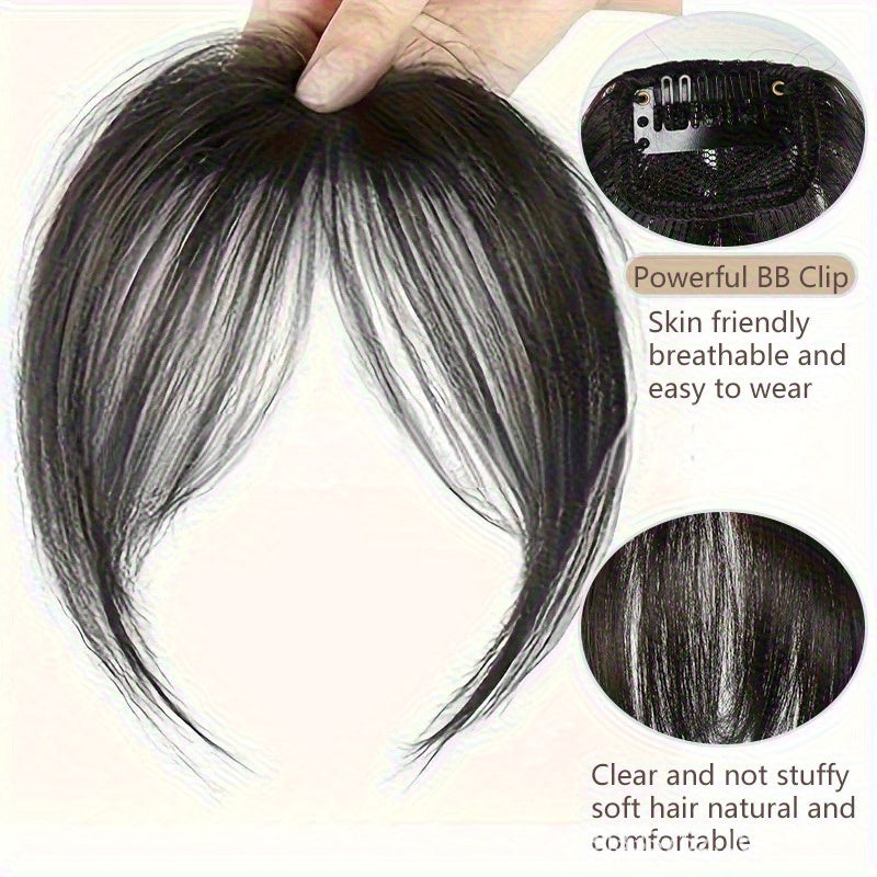 Stylish Clip-In Bang Wig - Synthetic Fiber, Natural Look, No Glue Needed, Perfect for Everyday Styling and Forehead Coverage, Wavy Style Suitable for All Ethnicities