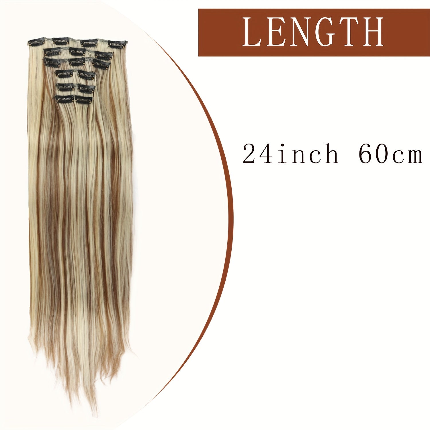 24 Inch 16-Clip Set of Synthetic Hair Extensions, Halloween Special, Straight Hair, with Basics Style, for Women, High-Temperature Fiber, Halloween Hair Accessories|Straight Hair Extensions|Durable Hairpieces
