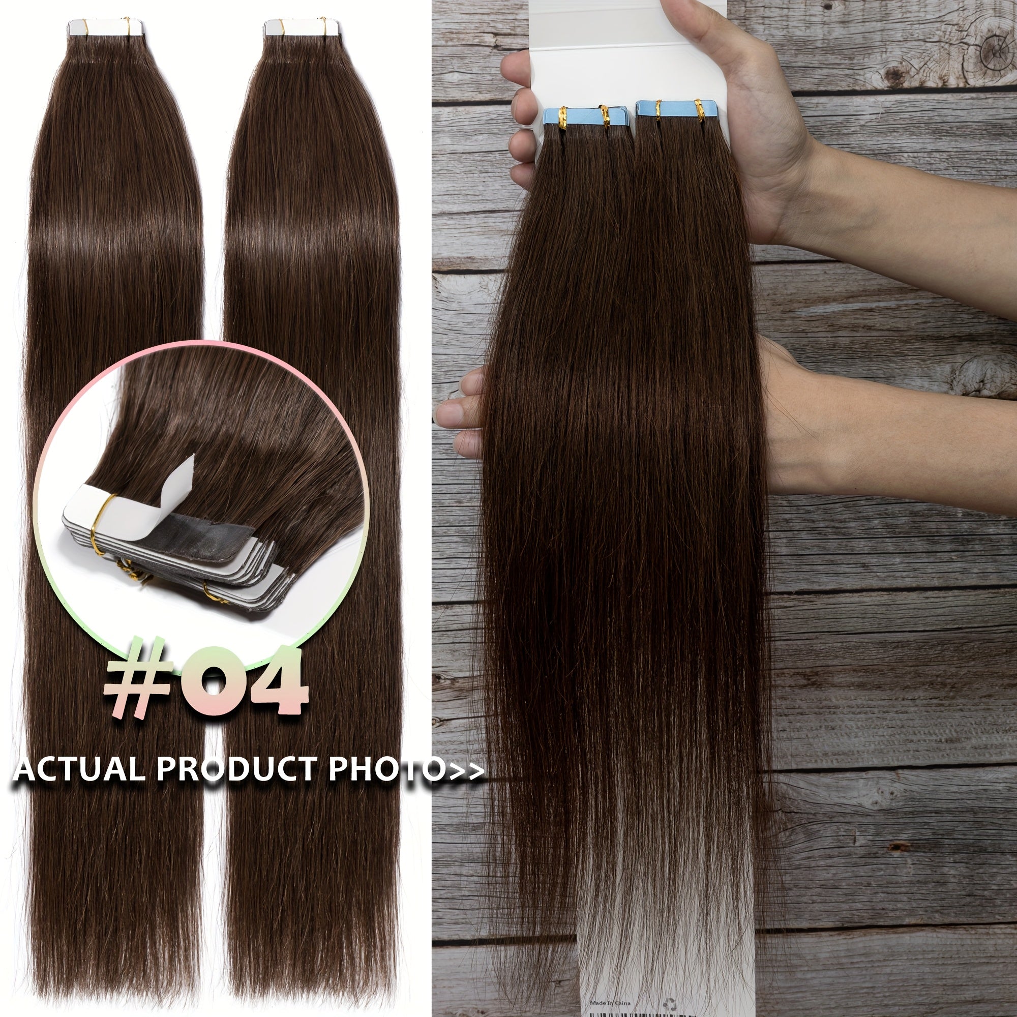 Tape In Hair Extensions Human Hair Straight Real Human Hair For Black And Brown Smmooth Silky Hair Extensions Tape In 40.64-60.96 cm 10pcs/pack, Perfect For Outgoing, Cosplay, Wedding, Daily Life, Party To Adding Volumn (10pcs/pack)
