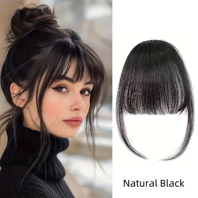1pc Women'S Chic Clip-In Bangs, Lightweight Natural Look Loose Curl Multi-Style Basic Fashion Mini Hairpiece, High Temperature Fiber
