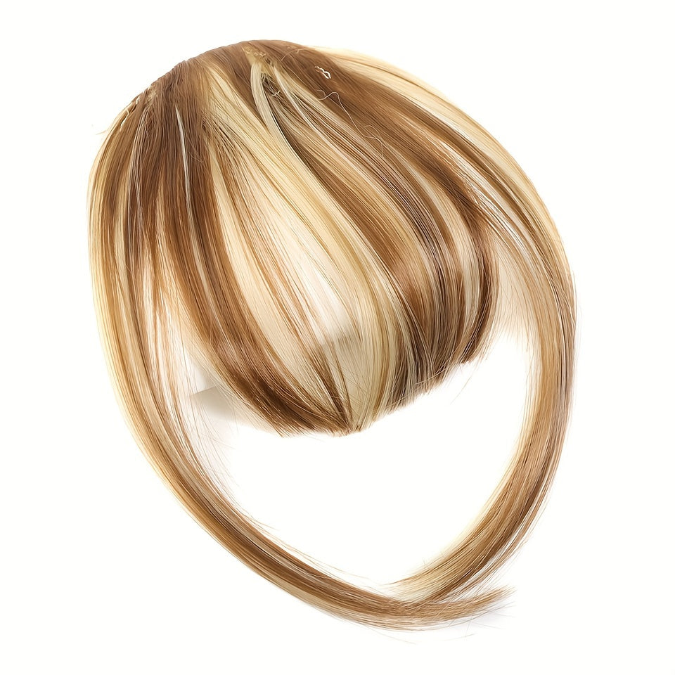 Women's Clip-In Synthetic Hair Bangs Extensions - Straight Hair Fringe with Volume Boost Hairpieces, Easy to Wear for All Occasions, Basics Style in Brown
