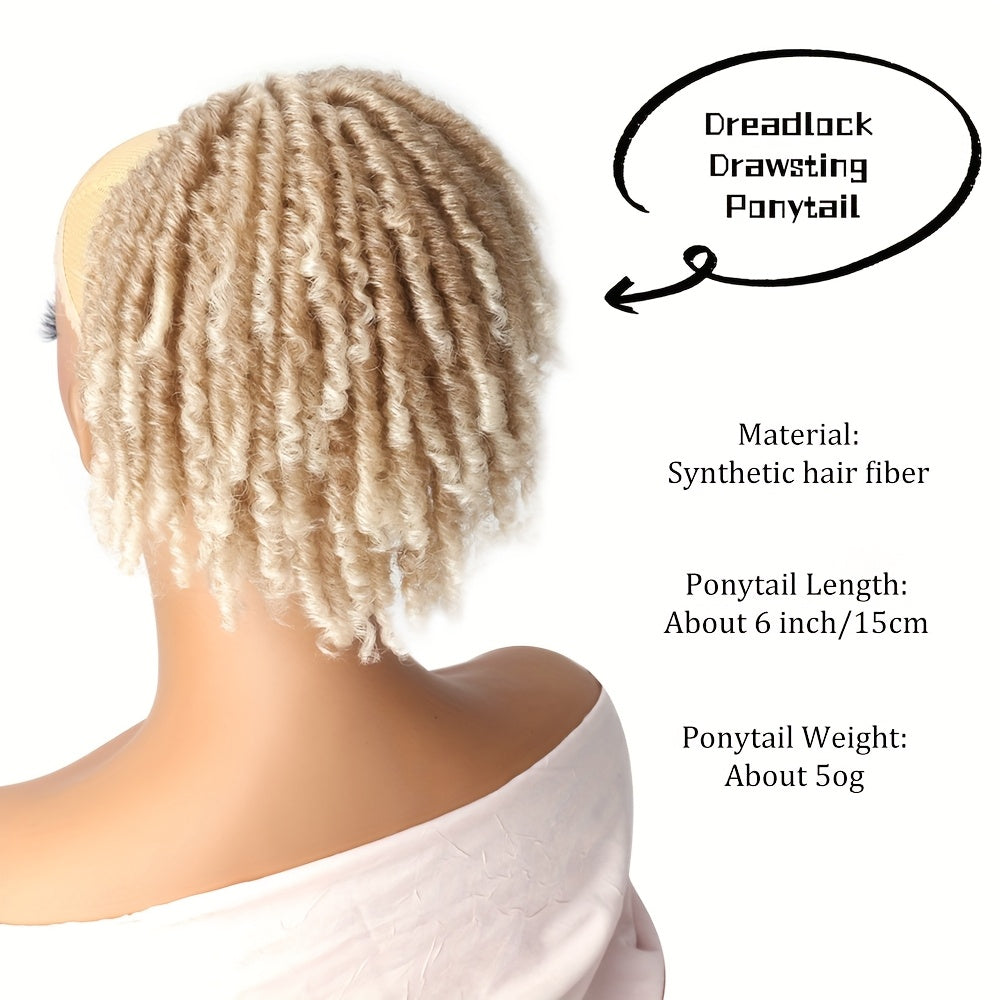 15.24 cm Short Dreadlocks Drawstring Ponytail Hair Extensions Synthetic Faux Locs Clip In Pony Tail Hair Piece for Women