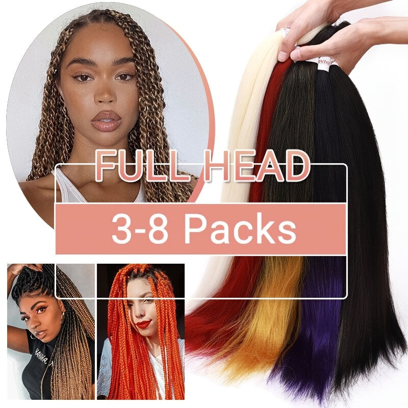 3 Bundles, Soft Synthetic Fiber EZ Braid Professional Pre-Stretched Braiding Hair Extensions, Yaki Texture, Long Lasting Freshness, No Shedding, Unisex-Adult, Crochet For Bohemian Braids Goddess Faux Locs Water Wave Passion Twist Fluffy Natural Ombre
