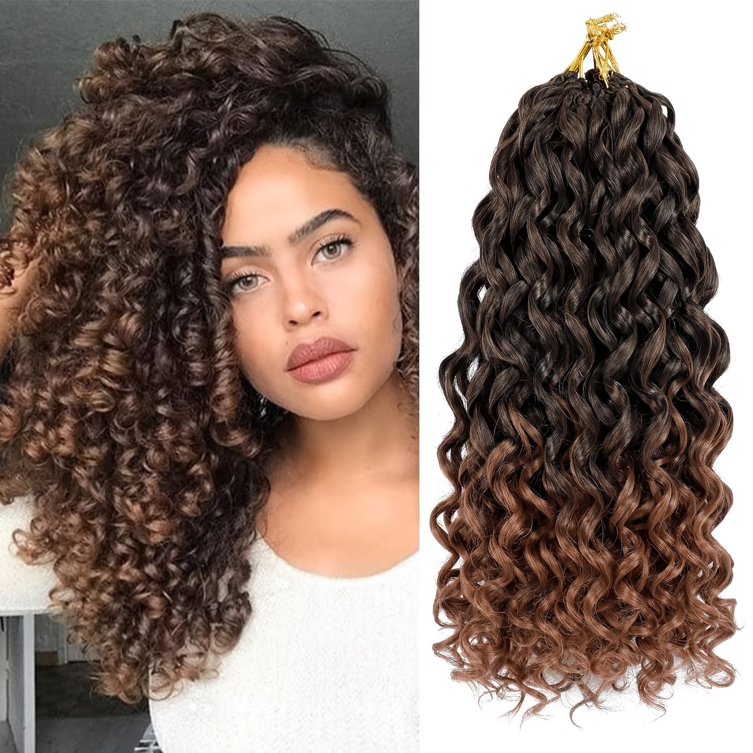 4 Packs Curl Crochet Hair Short Curly Crochet Hair For Women Water Wave Beach Curl Deep Twist Crochet Braids Synthetic Braiding Hair Extensions