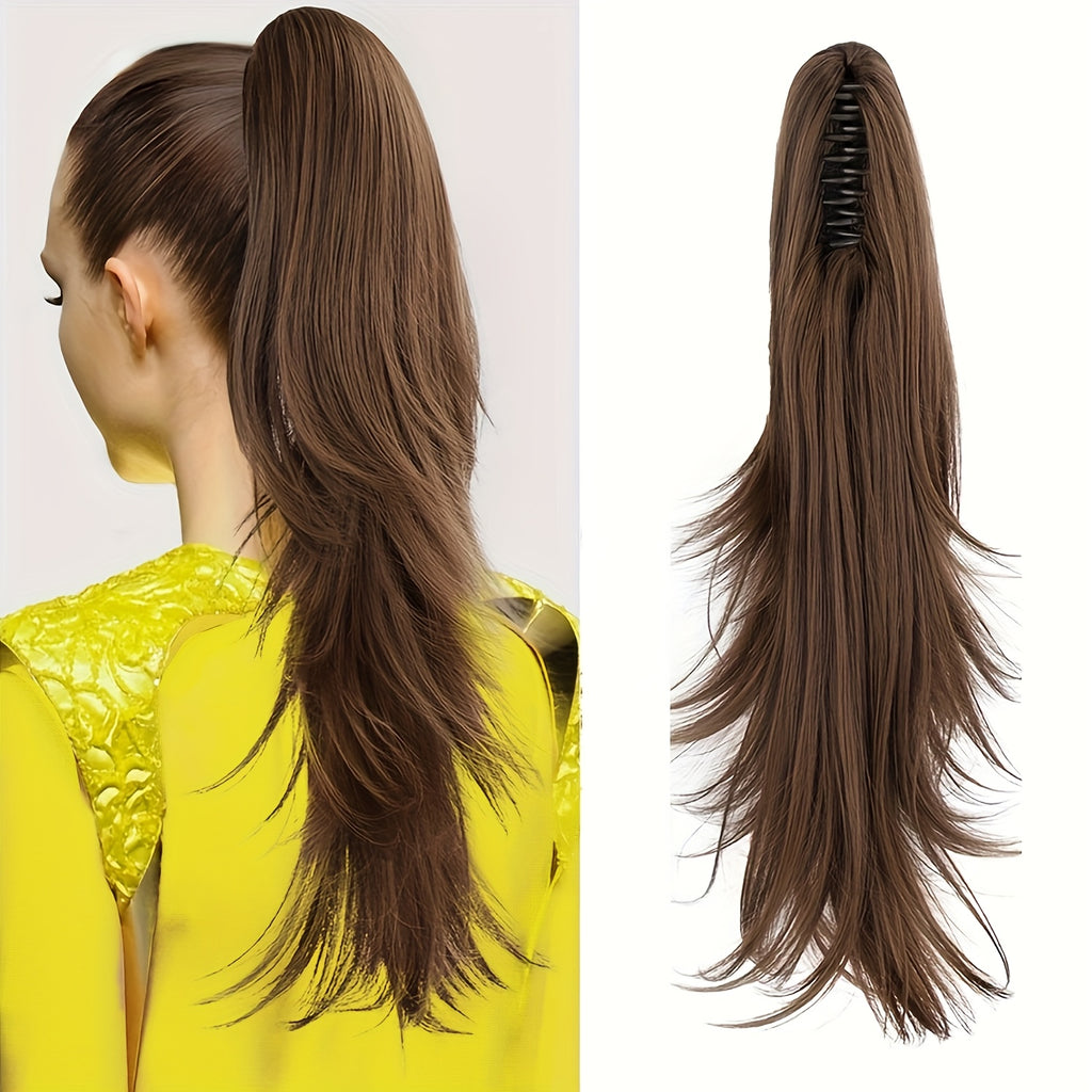 Women's High Temperature Fiber Ponytail Extension, Straight Hair Synthetic Clip-In Ponytail, Durable & Heat Resistant, for Daily Wear and Halloween, Versatile Hairpiece | Natural Look Extension | Heat Resistant Fiber, Ponytail Hair Extensions