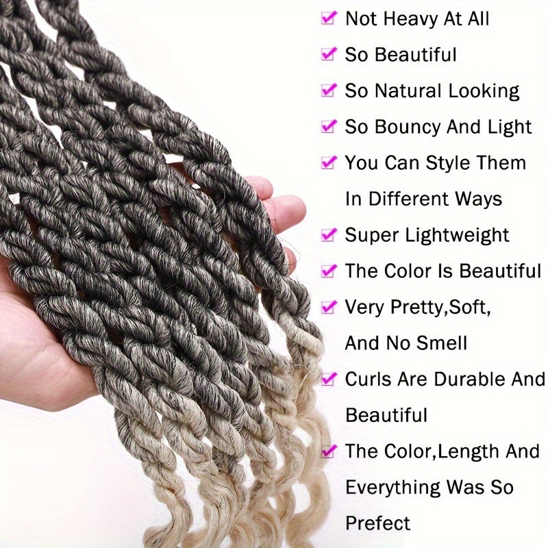 3Packs Goddess Box Braids Crochet Hair, 50.8 cm 40.64 cm Solid Ombre Boho Crochet Twist Braids Faux Locs With Curly Ends Dreadlocks 24 Strands/ Bulks For Black Women, Bohomian Box Braids Crochet Butterfly Locks Hair Extensions Soft Re-Looped