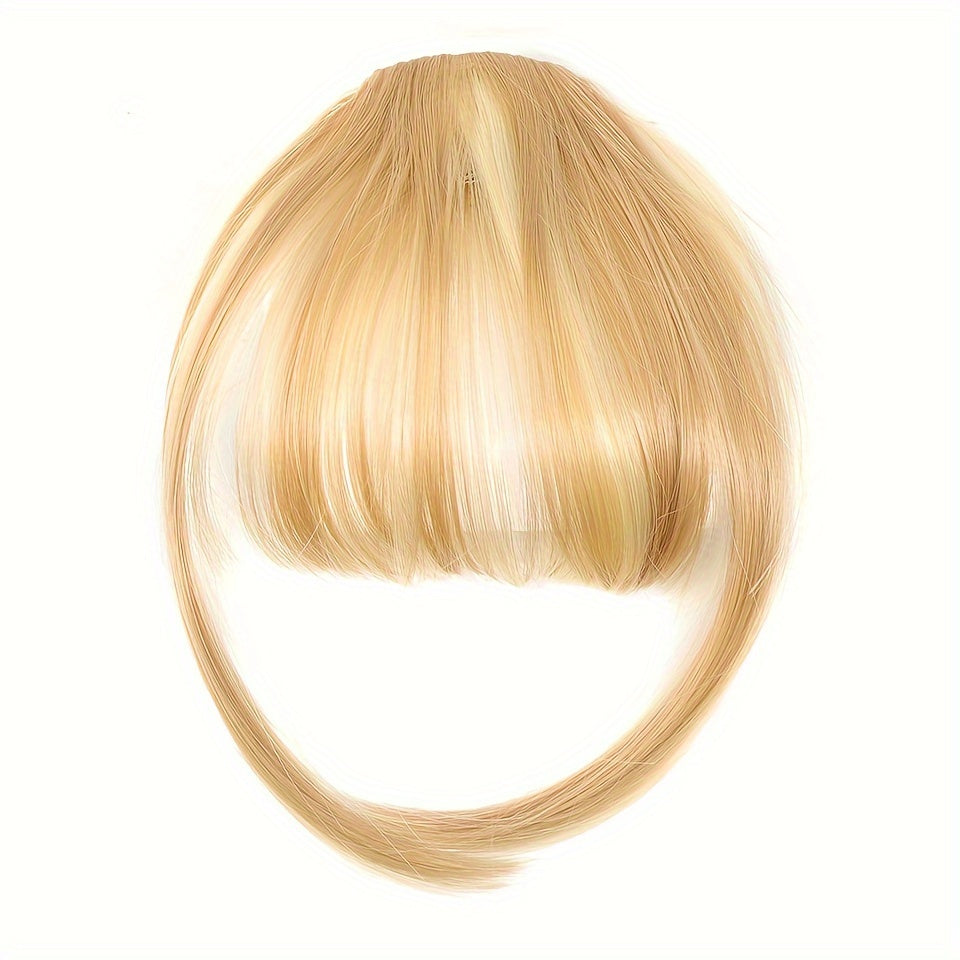 Women's Clip-In Synthetic Hair Bangs Extensions - Straight Hair Fringe with Volume Boost Hairpieces, Easy to Wear for All Occasions, Basics Style in Brown