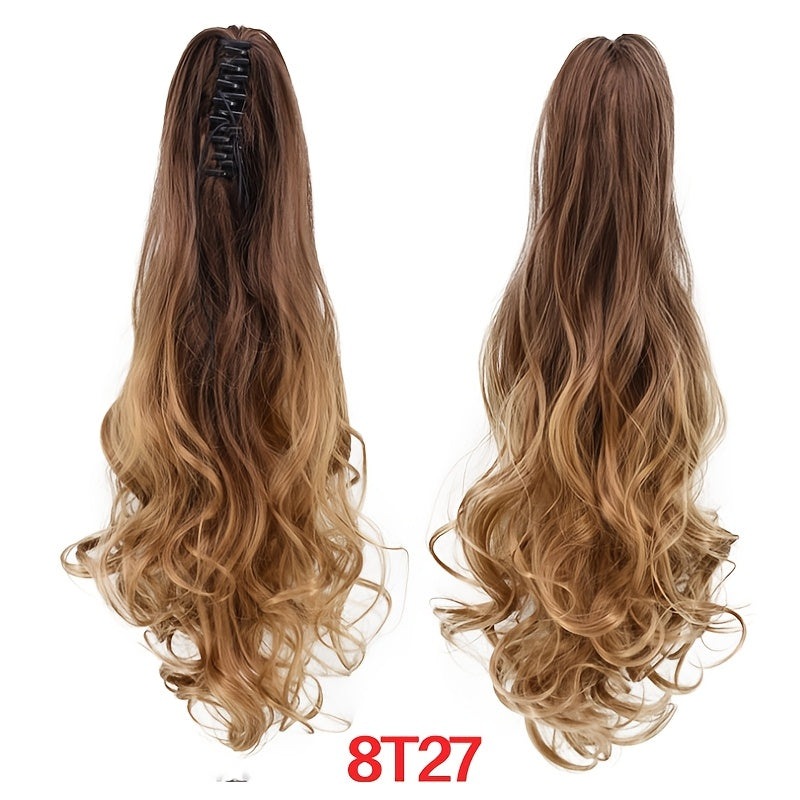 Elegant 12-Color Claw Clip Ponytail Extension - Curly Wavy Synthetic Hair for All Genders, Versatile & Stylish