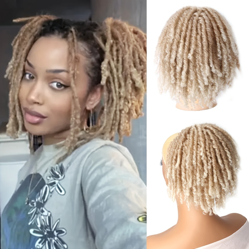 15.24 cm Short Dreadlocks Drawstring Ponytail Hair Extensions Synthetic Faux Locs Clip In Pony Tail Hair Piece for Women