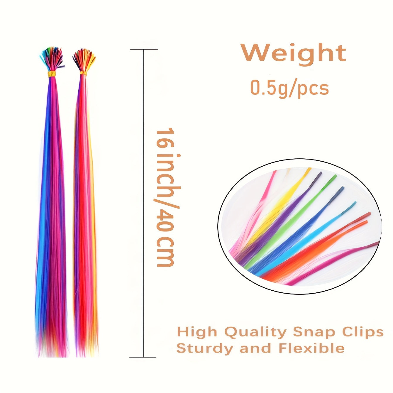 20-100pcs Mixed Color Rainbow Hair Extensions 16 Inch Rainbow Color Synthetic Hair Extensions Long Colored with Beads And Loop Tool for Hair Extension for Women Girls DIY Kit Holiday Party Use