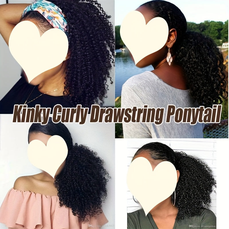 20.32 cm Short Kinky Curly Ponytail Extensions for - Synthetic Afro Hair with 2 Clips, Multi-Color Options (Light Brown to Dark Red), Secure Drawstring Closure for Natural Volume & Fullness, Ponytail Hair Extensions