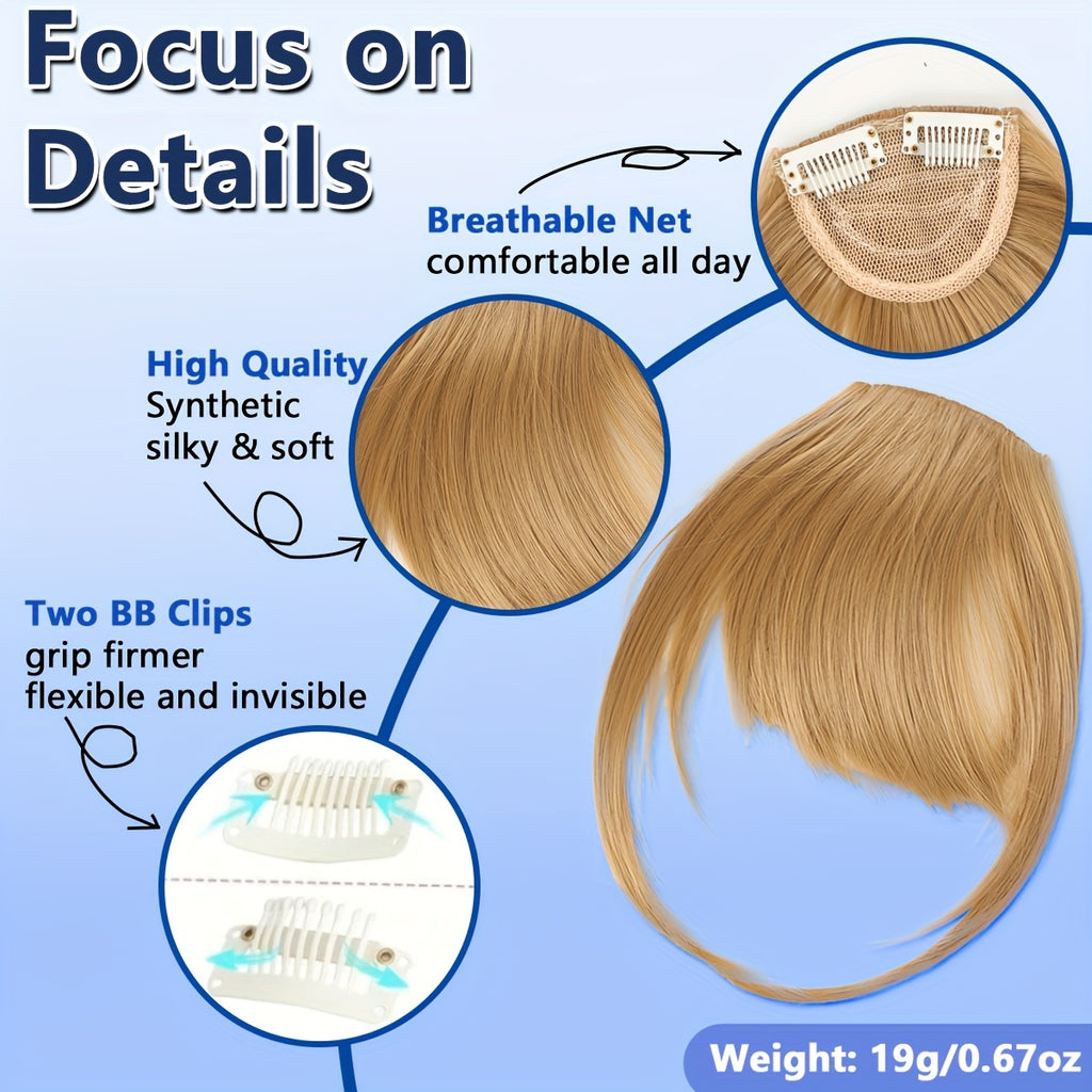 Synthetic Manga Air Bangs with BB Clip - Straight Hairpiece for Women, Easy Clip-In Temporary Hairstyle for All Occasions, Kawaii Hair Clips, Quick Hair Transformation, Sleek Hair Accessory, Secure Attachment, Daily Wear Accessory