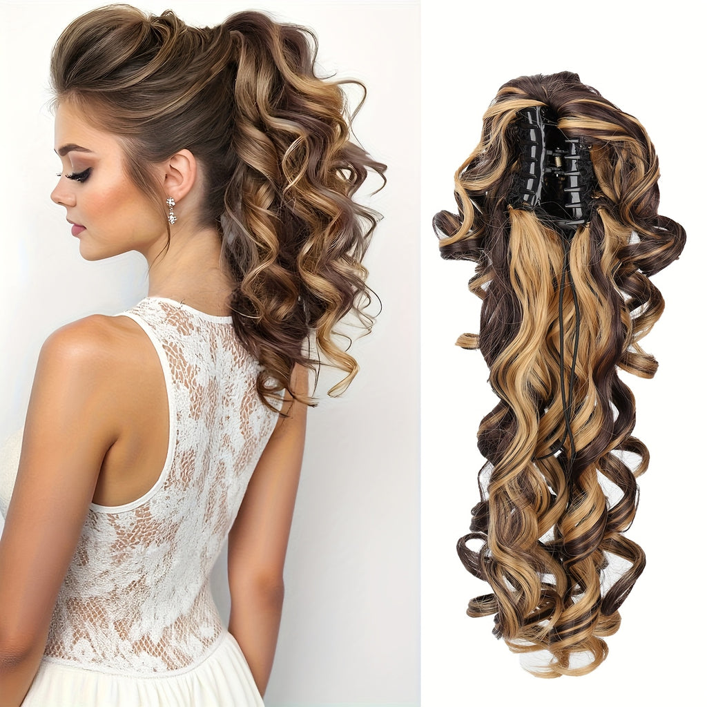 Vintage Ponytail Wig - Stylish Synthetic Heat-Resistant Hairpiece for Casual Attire, Perfect for Halloween and Christmas Celebrations