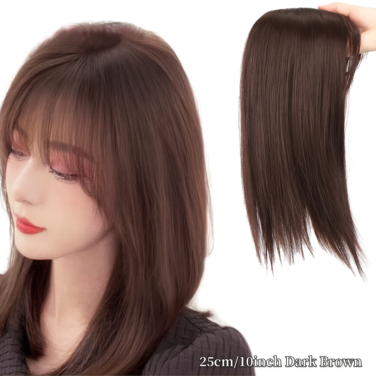 Seamless 3D Clip-In Bangs - Natural Look Straight Synthetic Hair Pieces for Women, Invisible White Hair Cover, Hair Clips