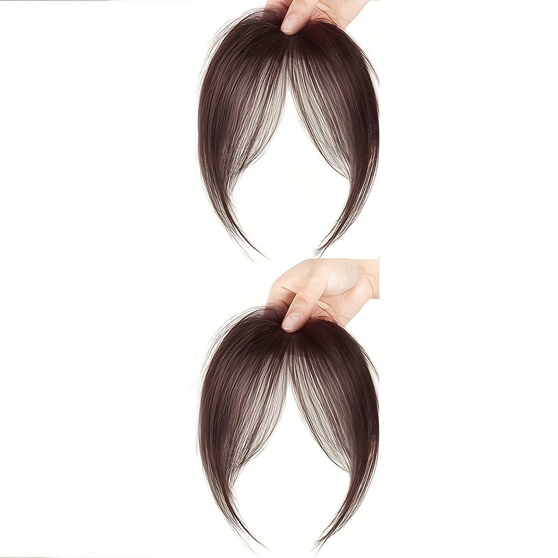 1pc Women's Natural Look Clip-In Bangs, 20.32 cm Straight Hair, High Temperature Fiber, Basic Style, Fluffy Daily Wear