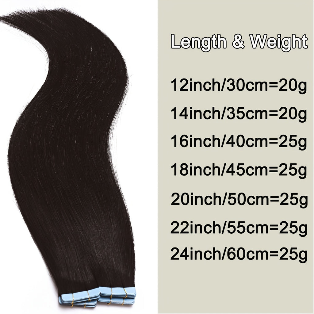 Tape In Hair Extensions Human Hair 100% Real Remy Human Hair Extensions Seamless Straight Hair Extensions Real Human Hair Tape In Extensions 30.48-60.96 cm 10 Pieces 25g/Set