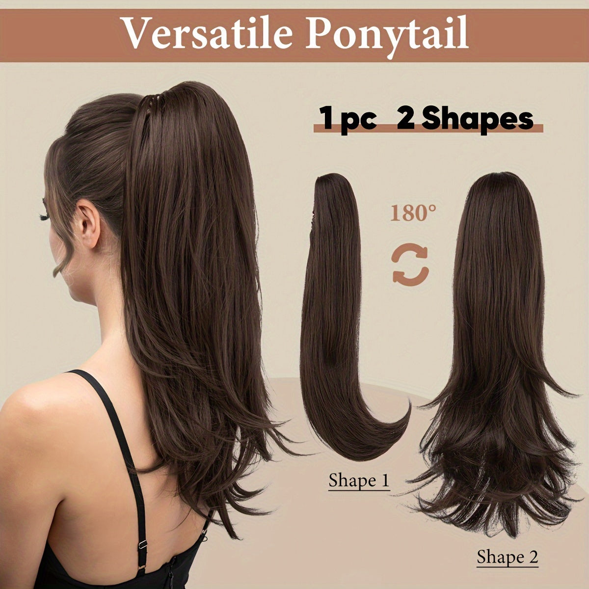 18-inch Elegant Clip-in Ponytail Extension Hairpiece - Versatile Multi-Style Synthetic Hair Accessory for Women - Easy to Wear, Natural Looking, and Long-Lasting Ponytail Solution