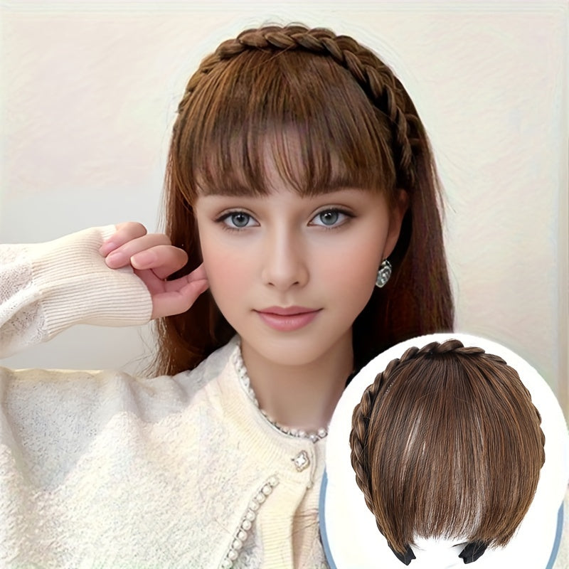 New Hair Accessories With Bangs Braids Headband Hair Extension High Temperature Synthetic Fiber Fake Hair For Women Daily Use Halloween Christmas