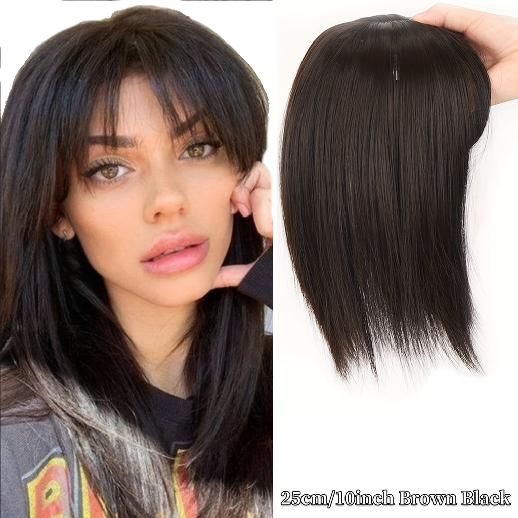 Seamless 3D Clip-In Bangs - Natural Look Straight Synthetic Hair Pieces for Women, Invisible White Hair Cover, Hair Clips