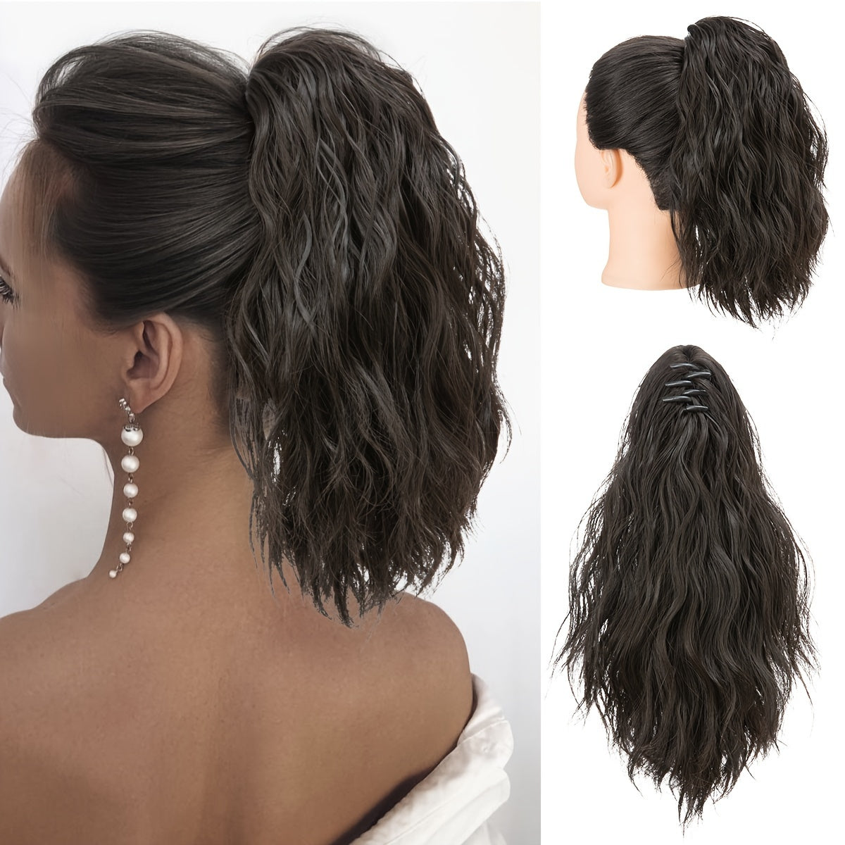14inch Curly Wavy Fluffy Synthetic Ponytail Hairpieces - Add Volume, Style, and Elegance to Your Hair with Easy Clip-In Design - Perfect for Caucasian Women Seeking a Long, Luscious Look