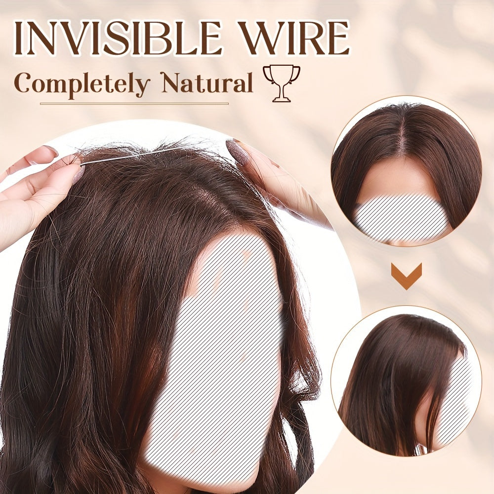 S-NOILITE Invisible Wire Hair Extensions - Adjustable Size, Breathable Lace Net, Synthetic Straight/Curly/Wavy Secret Headband for Women, Natural Look Highlighting Piece