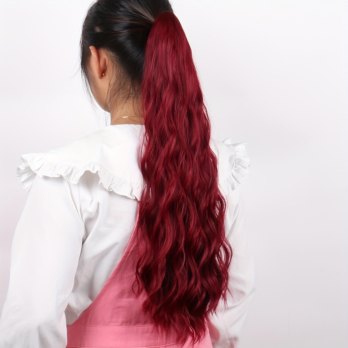 Purple Ponytail Extensions, Long Synthetic Pony Tails Hair Extensions Clip On Ponytails For Women, 60.96cm Claw Ponytail Extension Hair Piece Wavy High Pony Tails Synthetic Heat Friendly Fiber For Girls