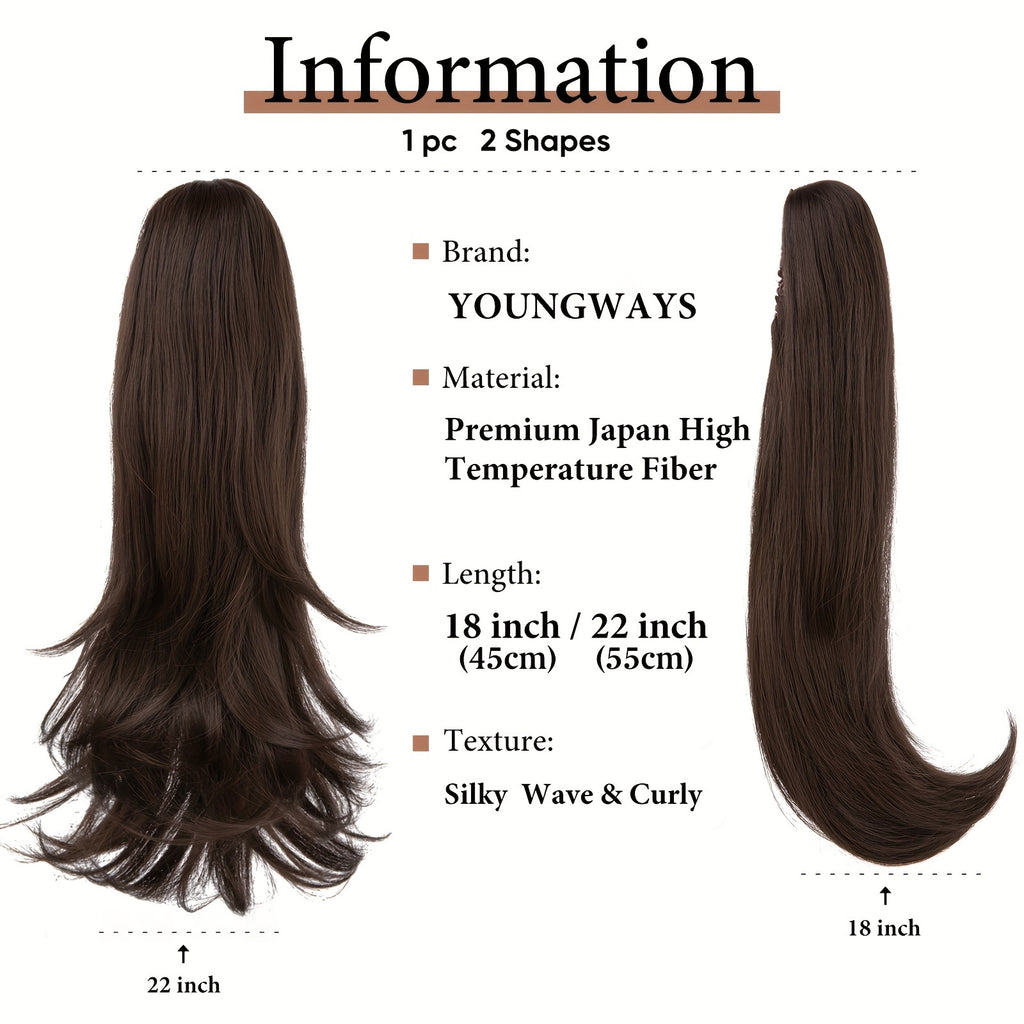 18-inch Elegant Clip-in Ponytail Extension Hairpiece - Versatile Multi-Style Synthetic Hair Accessory for Women - Easy to Wear, Natural Looking, and Long-Lasting Ponytail Solution