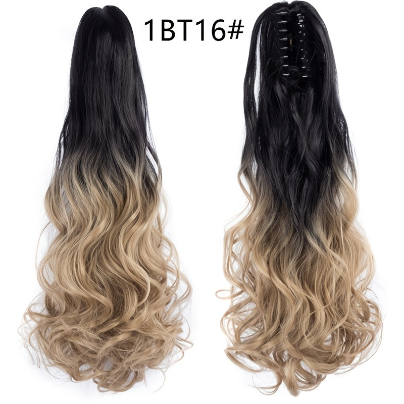 Elegant 12-Color Claw Clip Ponytail Extension - Curly Wavy Synthetic Hair for All Genders, Versatile & Stylish
