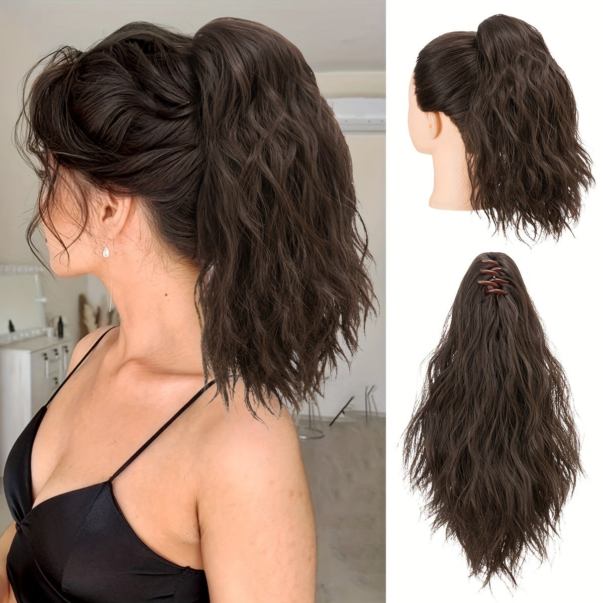 14inch Curly Wavy Fluffy Synthetic Ponytail Hairpieces - Add Volume, Style, and Elegance to Your Hair with Easy Clip-In Design - Perfect for Caucasian Women Seeking a Long, Luscious Look