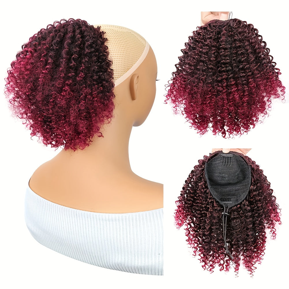 25.4 cm Synthetic Curly Ponytail Hair Extension for Women - Kinky Curly Drawstring Ponytail, Clip-In Fake Ponytails for Daily Use, Natural Look, Easy to Style, Daily Hair Extension | Elegant Hairpiece | Secure Fit Ponytail, Ponytail Wig