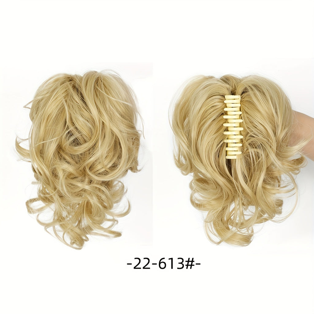 Elegant Curly Wave Ponytail Extension for Women, Fashionable Short Ponytail Clip-On Hairpiece with Volume and Texture