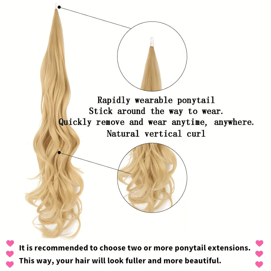 Ponytail Extension 81.28 cm Flexible Wrap Around Ponytail Hair Extensions Long Curly Pony Tails Hair Extensions Wavy Hair Ponytails Hairpieces for Women
