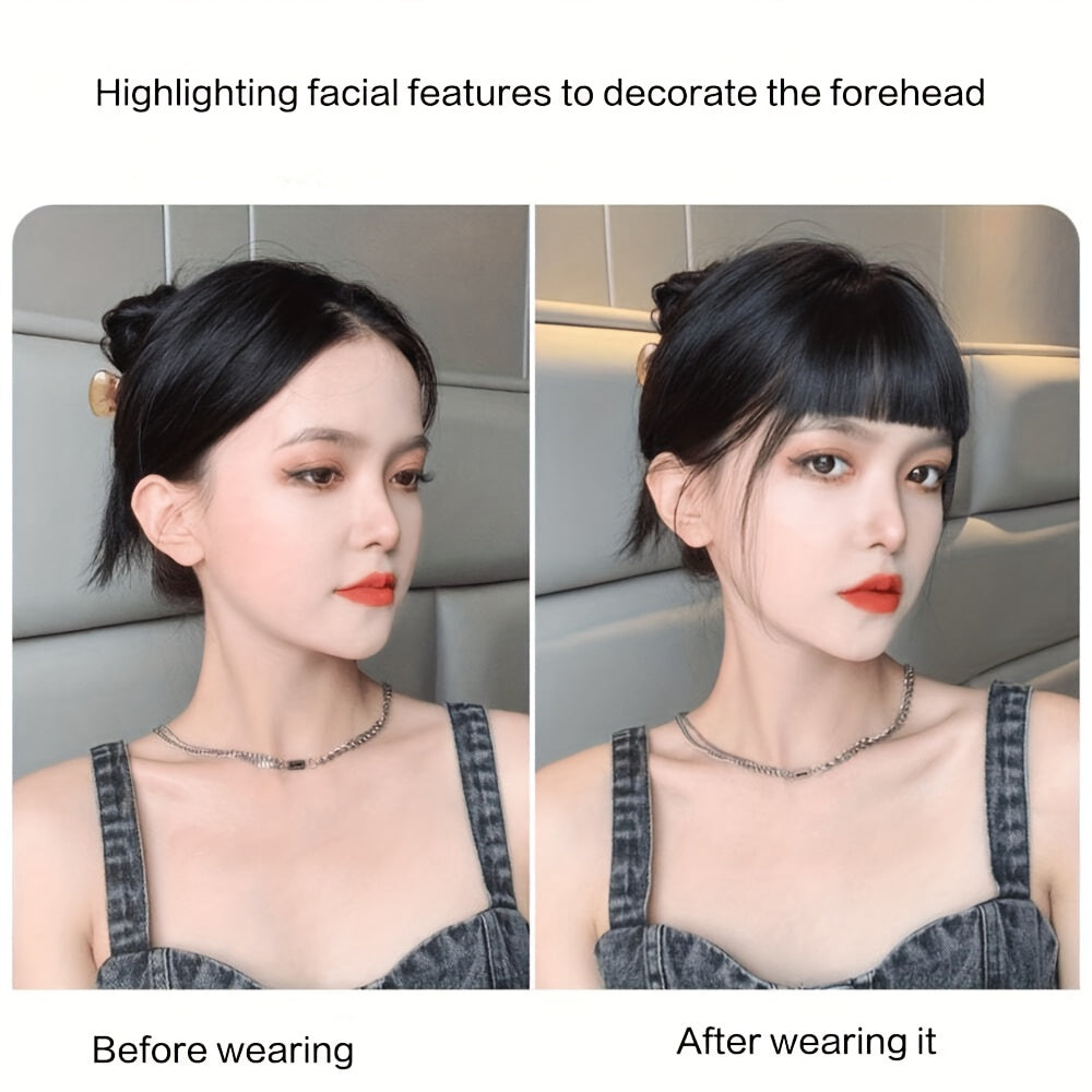 Chic Clip-In Bangs for Women - Straight, Natural Look with Temples | Versatile Hairpiece for All Hair Types