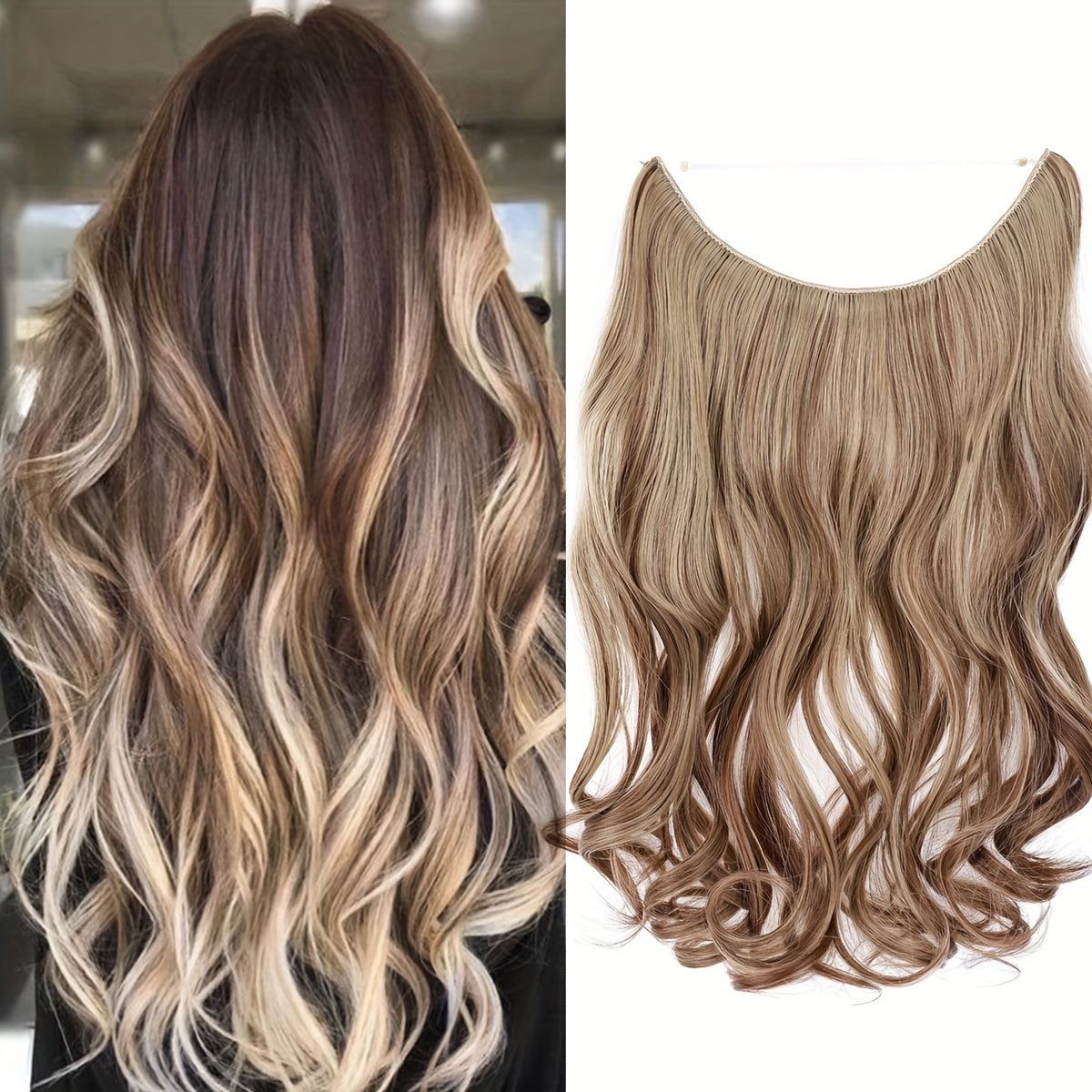 Hair Extensions Invisible Hair Extensions Secret Hidden Wire Long Curly Hair Pieces For Women Synthetic Halloween Christmas