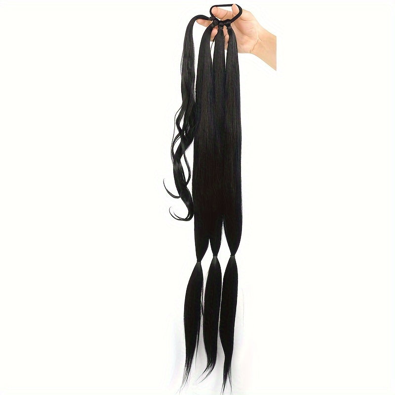 Elegant Long Straight Braided Ponytail Extension for Women - Natural-Looking, Soft Synthetic Hair with High-Temperature Fiber, Easy Wrap-Around Design - Perfect for Daily Use, Ponytail Hair Extensions