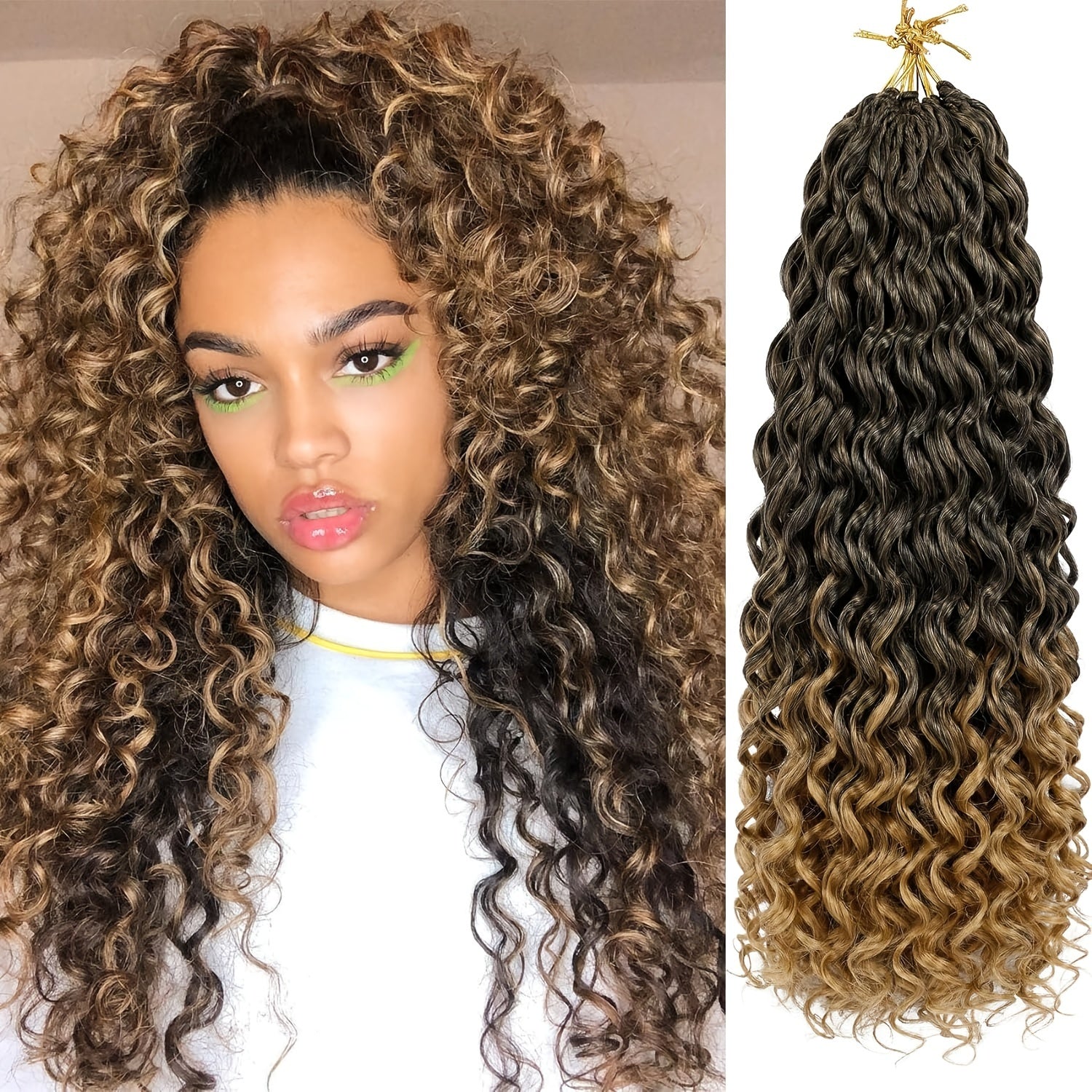 4 Packs Curl Crochet Hair Short Curly Crochet Hair For Women Water Wave Beach Curl Deep Twist Crochet Braids Synthetic Braiding Hair Extensions