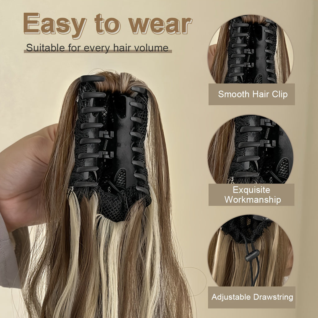 [Heat-Resistant] 26-Inch Long Wavy Ponytail Extension | Made from Heat-Resistant Synthetic Fibers | Perfect for Daily Use by Women