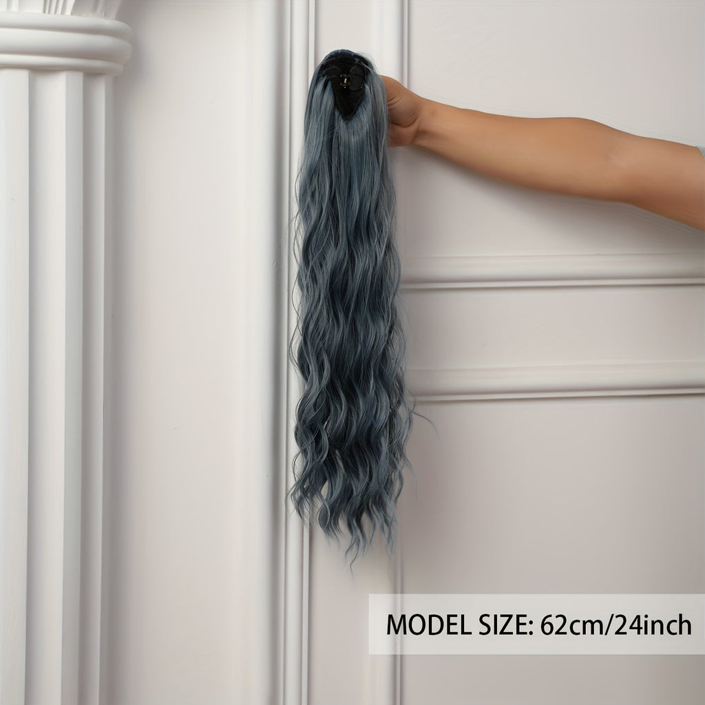 Purple Ponytail Extensions, Long Synthetic Pony Tails Hair Extensions Clip On Ponytails For Women, 60.96cm Claw Ponytail Extension Hair Piece Wavy High Pony Tails Synthetic Heat Friendly Fiber For Girls