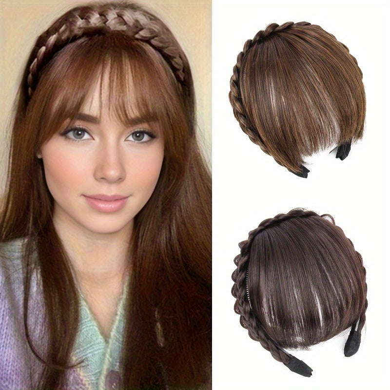 New Hair Accessories With Bangs Braids Headband Hair Extension High Temperature Synthetic Fiber Fake Hair For Women Daily Use Halloween Christmas